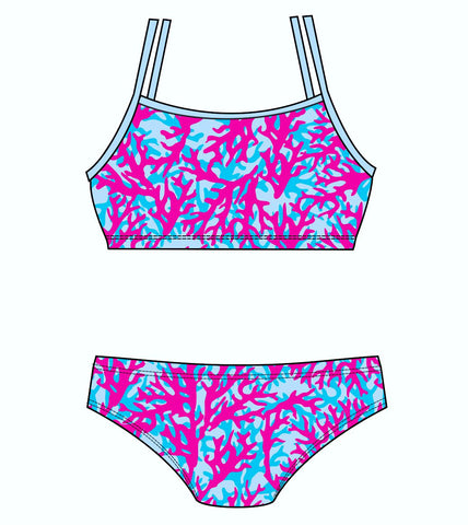 Female 2 piece training bikini  - Sea Coral