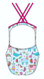 Female fastback swimsuit - Unicorns Llamas & Rainbows