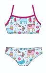 Female 2 Piece Training Bikini - Unicorns Llamas & Rainbows