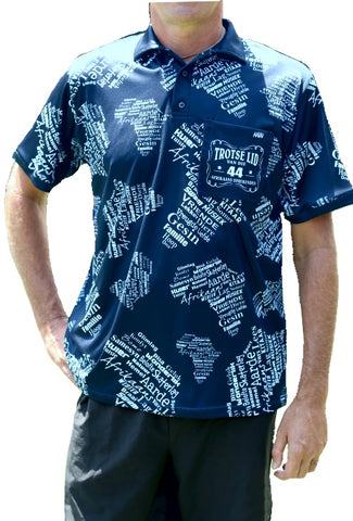 44 Afrika Navy Printed Golf Shirt