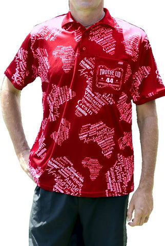 44 Afrika Red  Printed Golf Shirt
