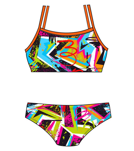 Female 2 piece training bikini  - Cool Vibes Neon