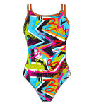 Female fastback swimsuit - Cool Vibes Neon Design