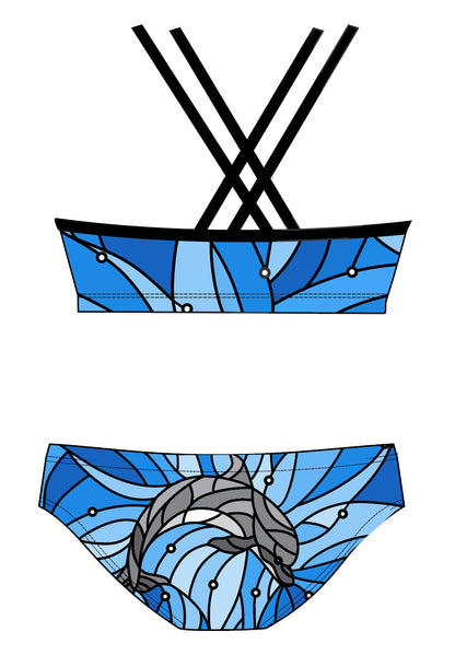 Female 2 piece training bikini -  Dolphin Facet-Julie Loom (3182)