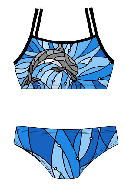 Female 2 piece training bikini -  Dolphin Facet-Julie Loom (3182)
