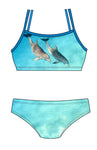Female 2 piece training bikini -  Dolphin Twins -Nom de Plume