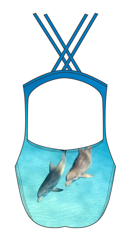 Female fastback swimsuit-Dolphin Twins-Nom de Plume (3240)