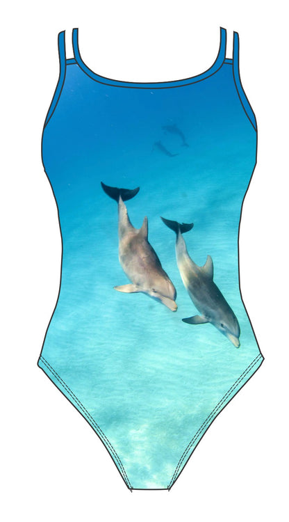 Female fastback swimsuit-Dolphin Twins-Nom de Plume (3240)