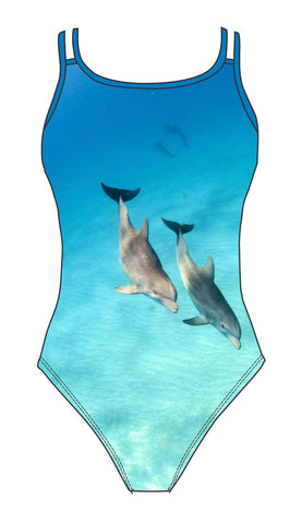 Female fastback swimsuit-Dolphin Twins-Nom de Plume