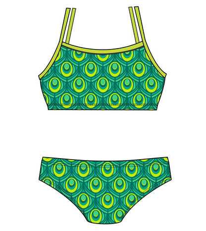 Female 2 piece training bikini  -  green Peacock