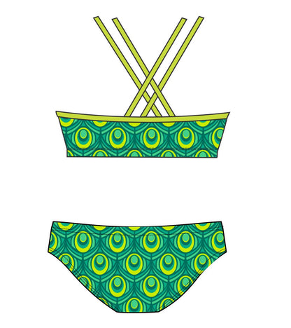 Female 2 piece training bikini  -  green Peacock