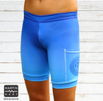 Female Indo Blue Ombre  run/paddle shorts