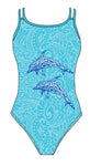 Female fastback swimsuit-Dolphin Tribal-Dax Martin