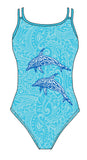Female fastback swimsuit-Dolphin Tribal-Dax Martin