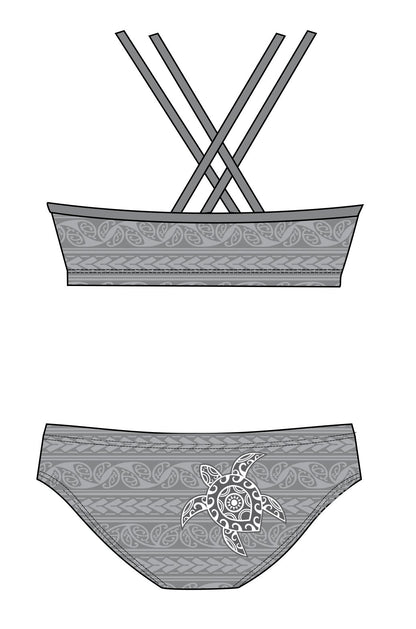 Female 2 piece training bikini -  Tattoo Turtle (3098)