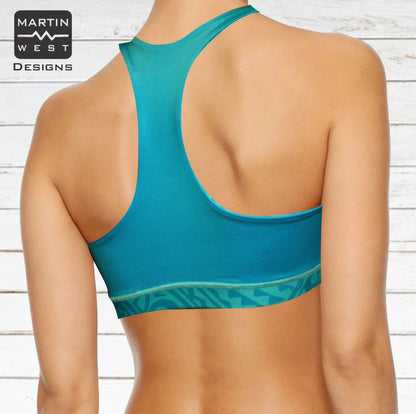Female Tattoo Shark Paddle/swim reversible Crop Top (3107)