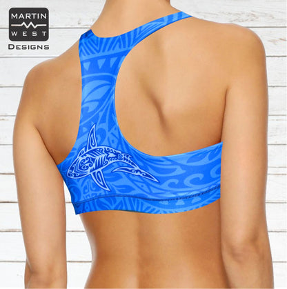 Female Tattoo Shark Paddle/swim reversible Crop Top (3107)