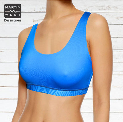 Female Tattoo Shark Paddle/swim reversible Crop Top (3107)