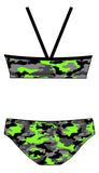 Female 2 Piece Training Bikini - Neon Camouflage - DG apparel competitive swimwear lifesaving waterpolo south african flag swimwear triathlon running