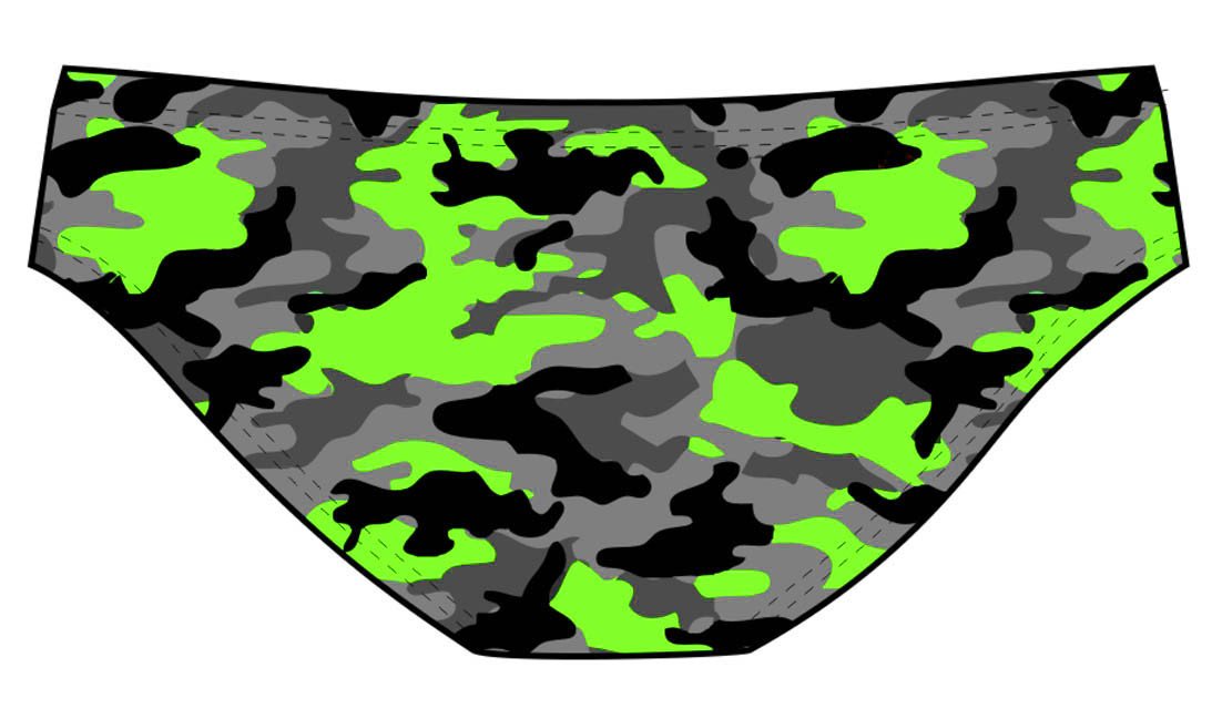 Male brief swimsuit- Neon Camouflage - DG apparel competitive swimwear lifesaving waterpolo south african flag swimwear triathlon running