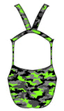 Female fastback swimsuit - Neon Camouflage - DG apparel competitive swimwear lifesaving waterpolo south african flag swimwear triathlon running