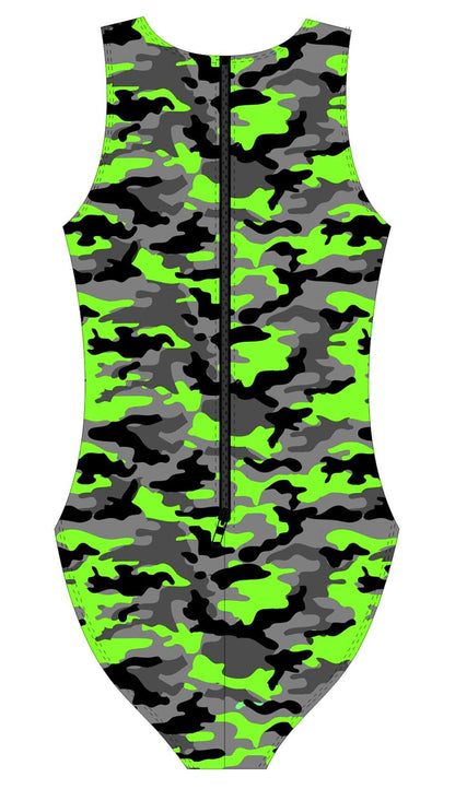 Female Water polo swimsuit- Neon Camouflage - DG apparel competitive swimwear lifesaving waterpolo south african flag swimwear triathlon running