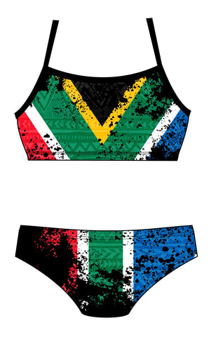 Female 2 Piece Training Bikini - South African Flag(2424)