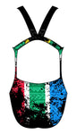 Female fastback swimsuit - South African Flag - DG apparel competitive swimwear lifesaving waterpolo south african flag swimwear triathlon running