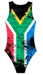 Female Water polo swimsuit- South African Flag - DG apparel competitive swimwear lifesaving waterpolo south african flag swimwear triathlon running