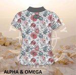 Alpha and Omega Succulent Floral Ladies Golf Shirt