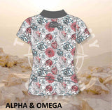 Alpha and Omega Succulent Floral Ladies Golf Shirt