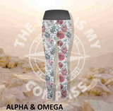 Alpha And Omega Succulent Floral  Print Athleisure Tights