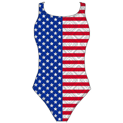Women's Fastback Swimsuit - American Flag