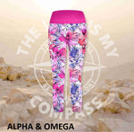 Alpha And Omega Floral Faith Athleisure Three Quarter Tights