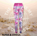 Alpha And Omega Floral Faith Print Athleisure Tights