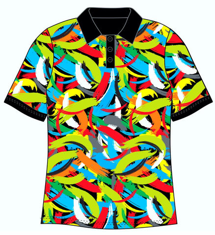 Male Funky Brush Strokes Custom Printed Golf Shirt