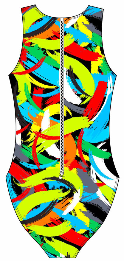Female Water Polo Suit - Brushstrokes