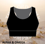 ALPHA AND OMEGA CHILD OF GOD Ladies Active Crop Top Reversible-Black