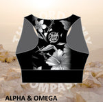 ALPHA AND OMEGA CHILD OF GOD Ladies Active Crop Top Reversible-Black