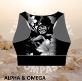ALPHA AND OMEGA CHILD OF GOD Ladies Active Crop Top Reversible-Black