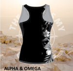 ALPHA AND OMEGA BLACK CHILD OF GOD Female Active Vest Black Back Print