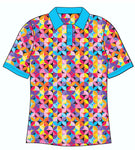 Male Funky Geo Petals Custom Printed Golf Shirt