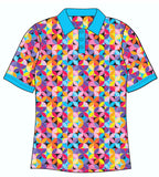 Female Funky Geo Petals Custom Printed Golf Shirt