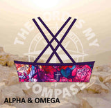 Alpha And Omega Purple Floral Bikini Top
