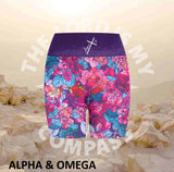 Alpha & Omega Purple Floral  Athleisure Short Tights