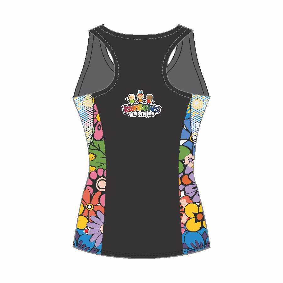 Rainbows & Smiles active female Floral Bees run vest