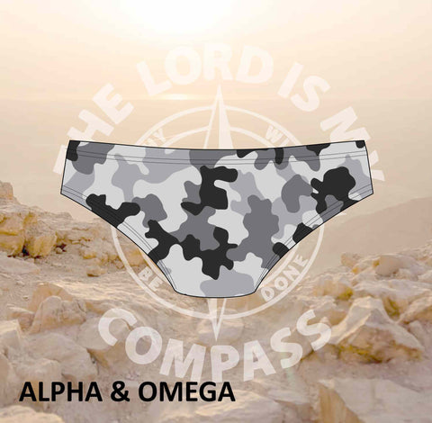 Alpha And Omega Strength Grey Camo Bikini Bottom