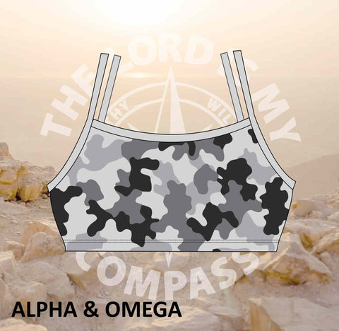 Alpha And Omega Strength Grey Camo Bikini Top