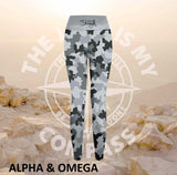 Alpha And Omega Strength Grey Camo Print Athleisure Tights