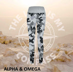 Alpha And Omega Strength Grey Camo Print Athleisure Tights